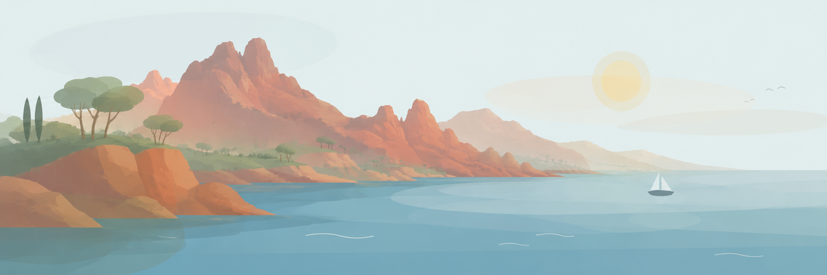 Mediterranean coastal landscape — Cap Esterel red cliffs and sea