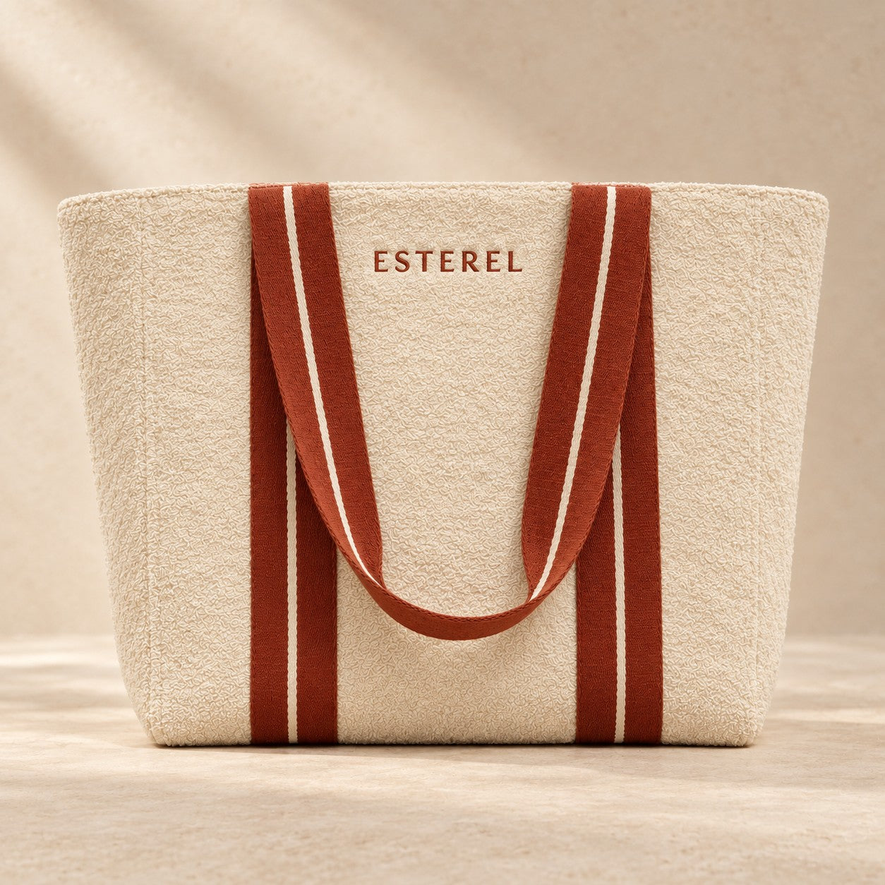 Terrycloth Tote Crema & Terracotta studio — ESTEREL