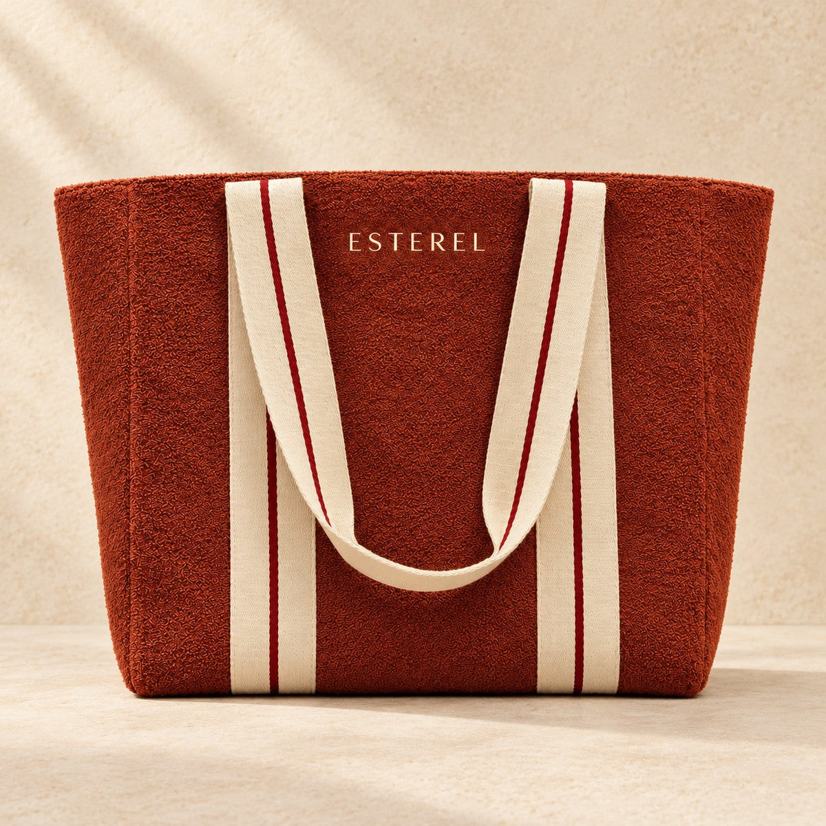 Terrycloth Beach Tote in Terracotta — colour reference, ESTEREL